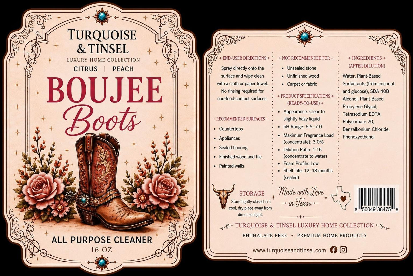 Boujee Boots Luxury Surface Cleaner - Turquoise and Tinsel-Home of Mad Gringa Hat Bar