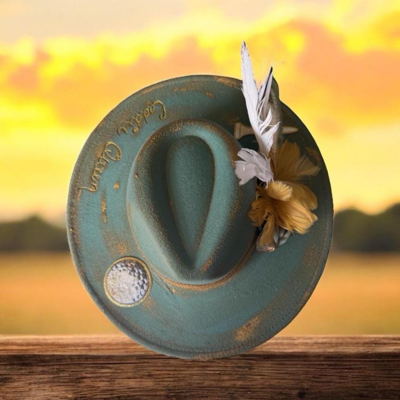 Caddie Queen Hat Fascinator - Turquoise and Tinsel-Home of Mad Gringa Hat Bar