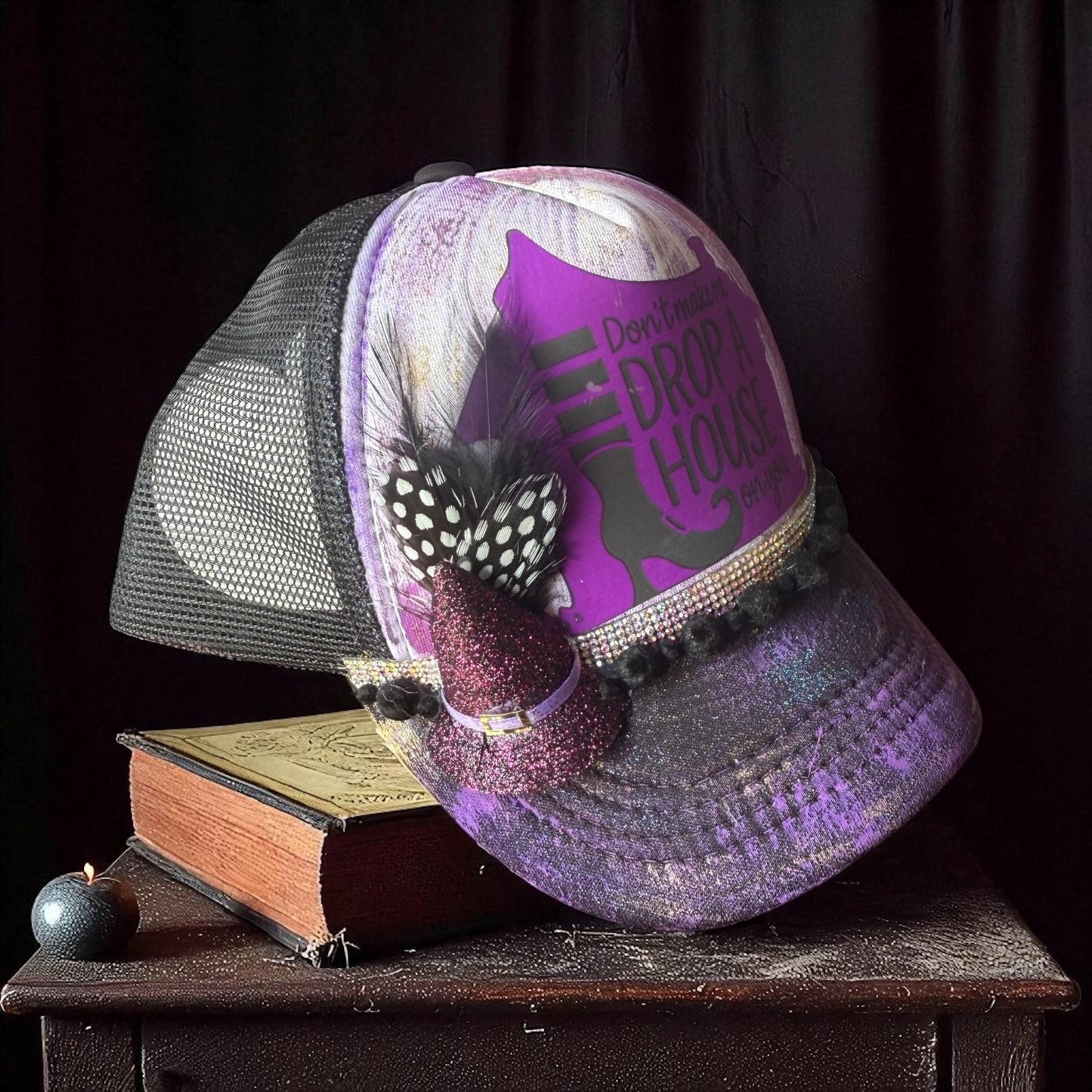 Drop A House Trucker Hat - Turquoise and Tinsel-Home of Mad Gringa Hat Bar