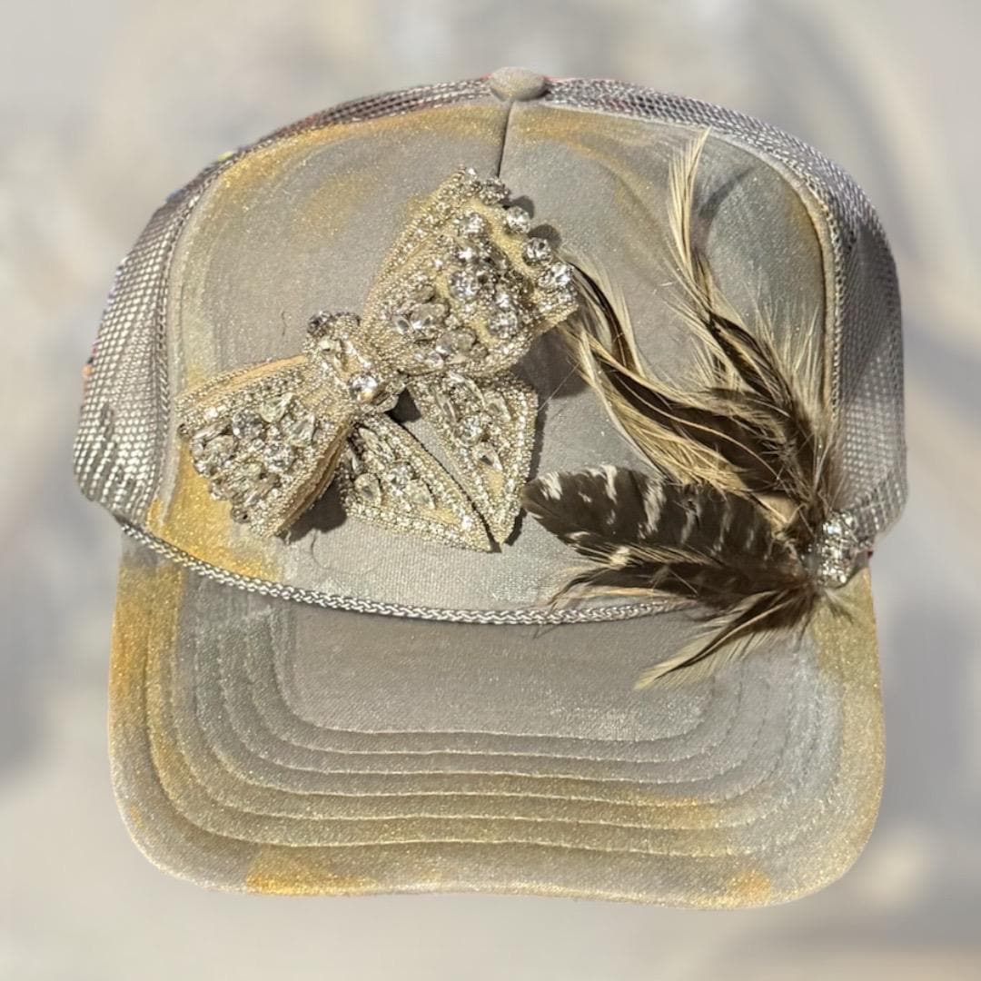In The Bow Trucker Hat - Turquoise and Tinsel-Home of Mad Gringa Hat Bar