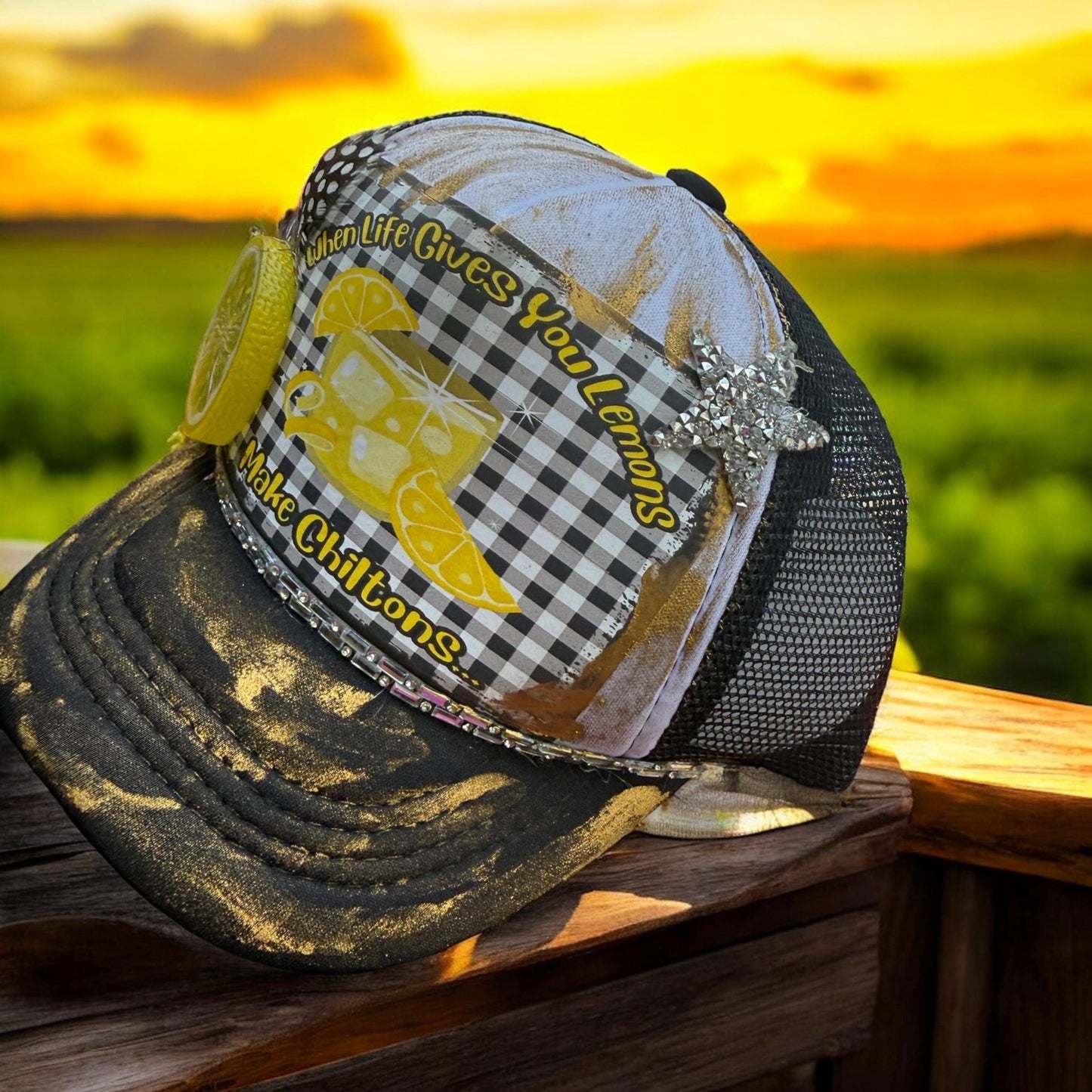 Lemon Chilton Trucker Hat - Turquoise and Tinsel-Home of Mad Gringa Hat Bar