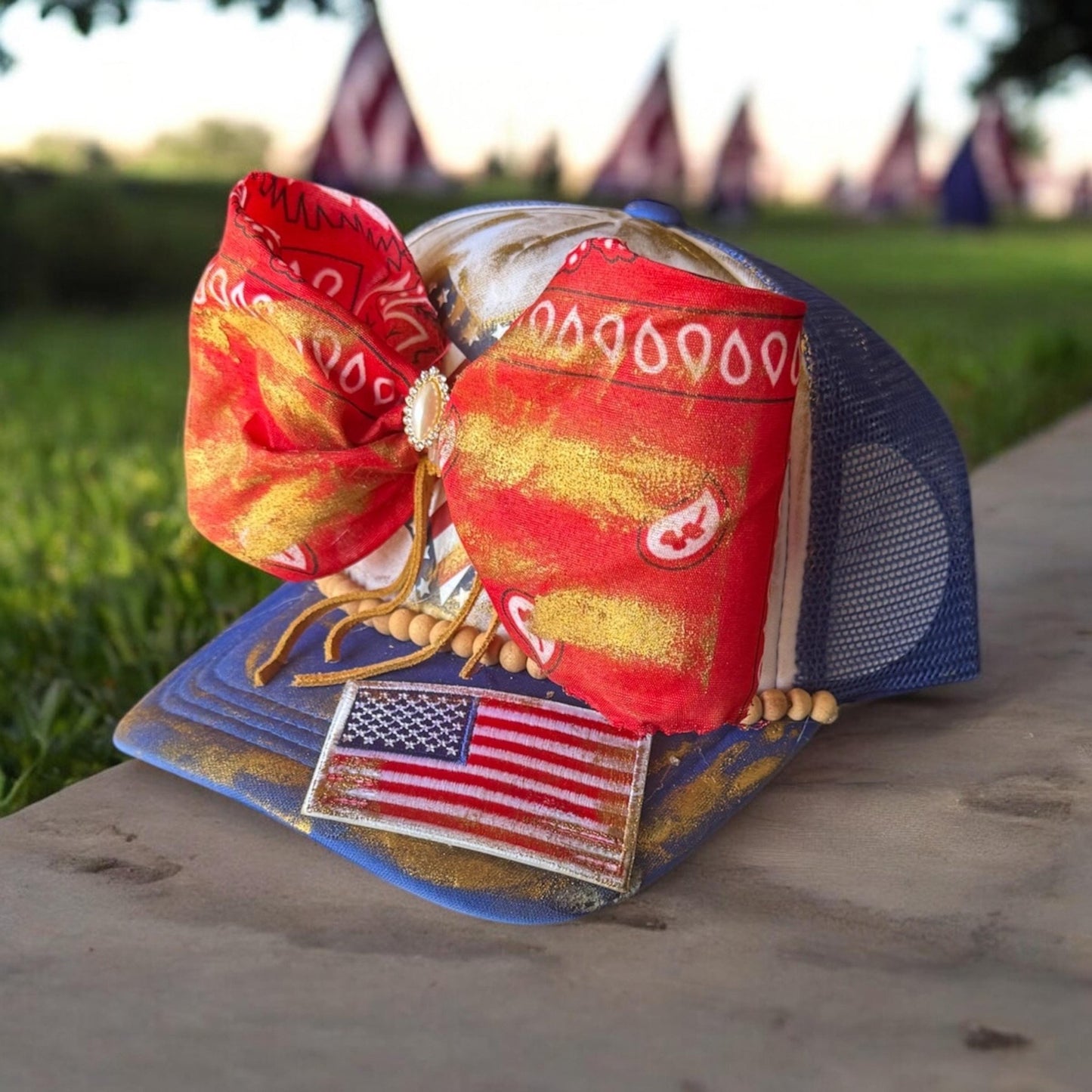Merica Trucker Hat - Turquoise and Tinsel-Home of Mad Gringa Hat Bar