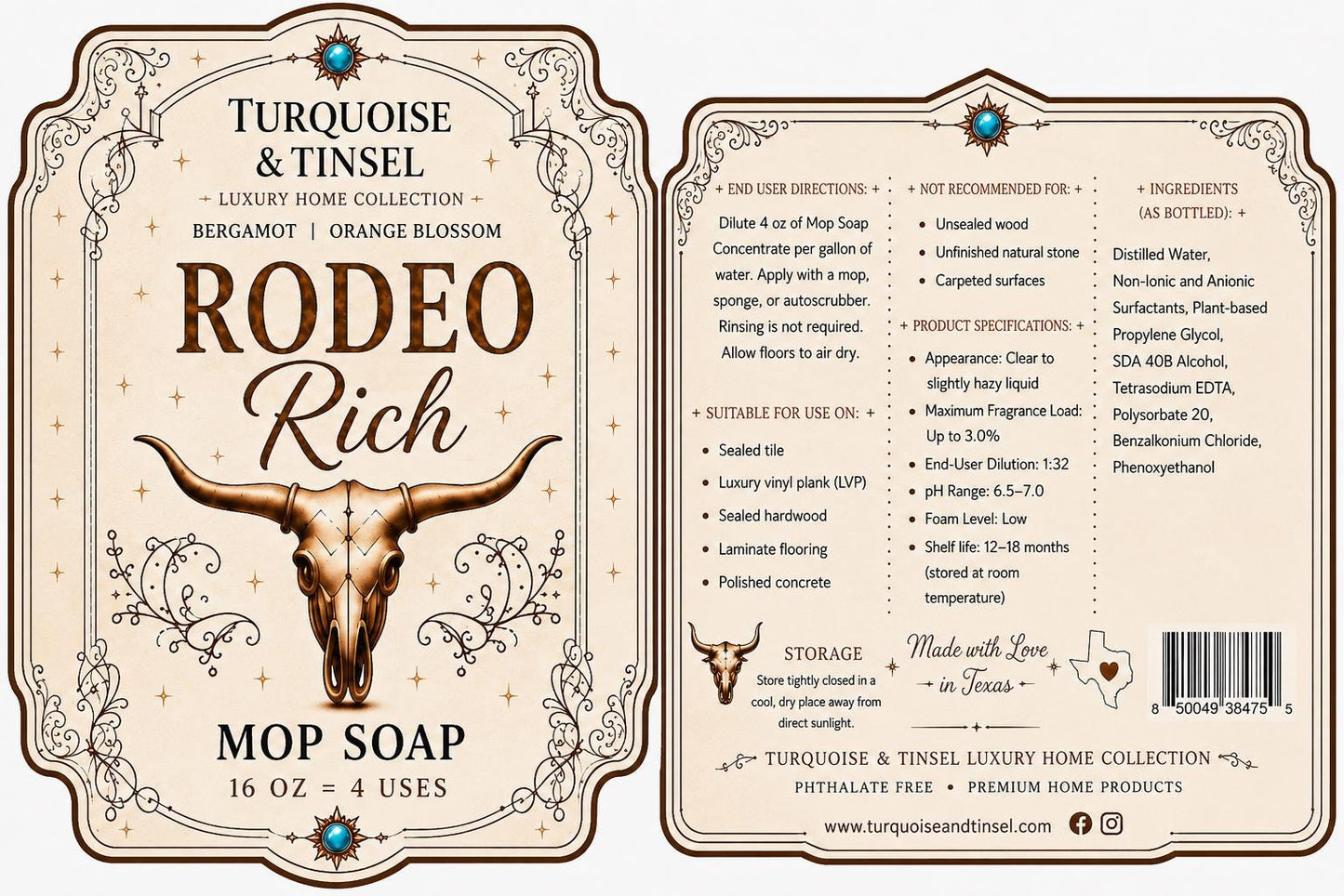 Rodeo Rich Mop Soap - Turquoise and Tinsel-Home of Mad Gringa Hat Bar