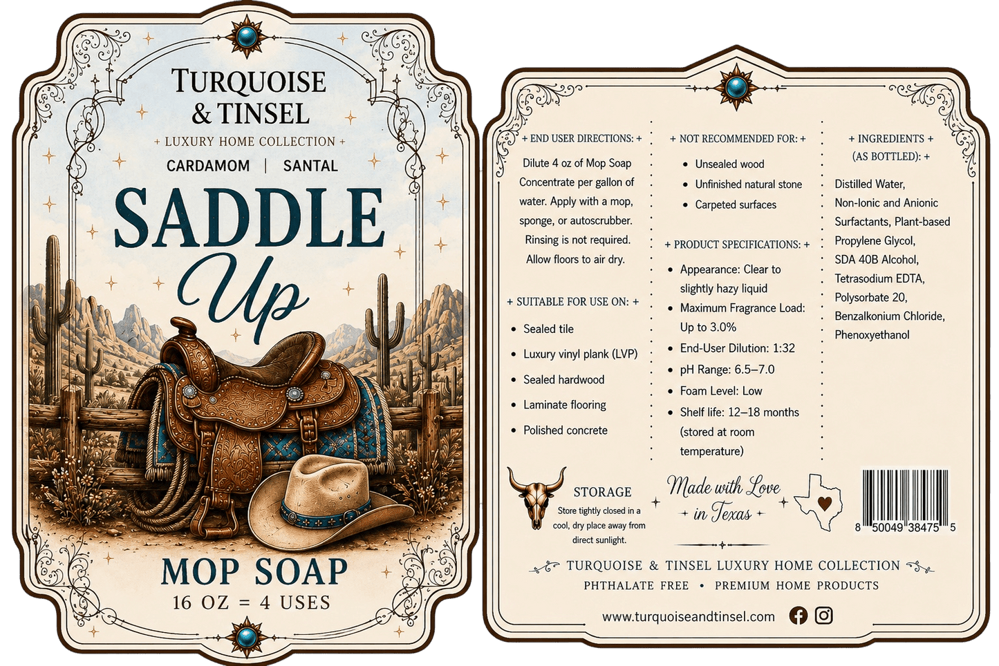 Saddle Up Mop Soap - Turquoise and Tinsel-Home of Mad Gringa Hat Bar