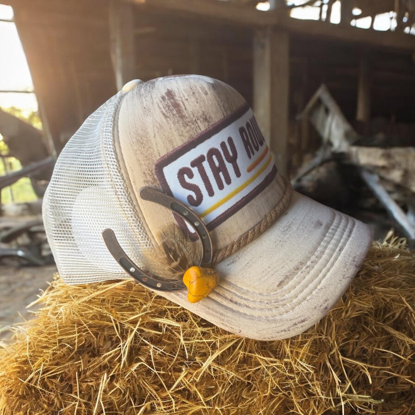 Stay Rowdy Trucker Hat - Turquoise and Tinsel-Home of Mad Gringa Hat Bar