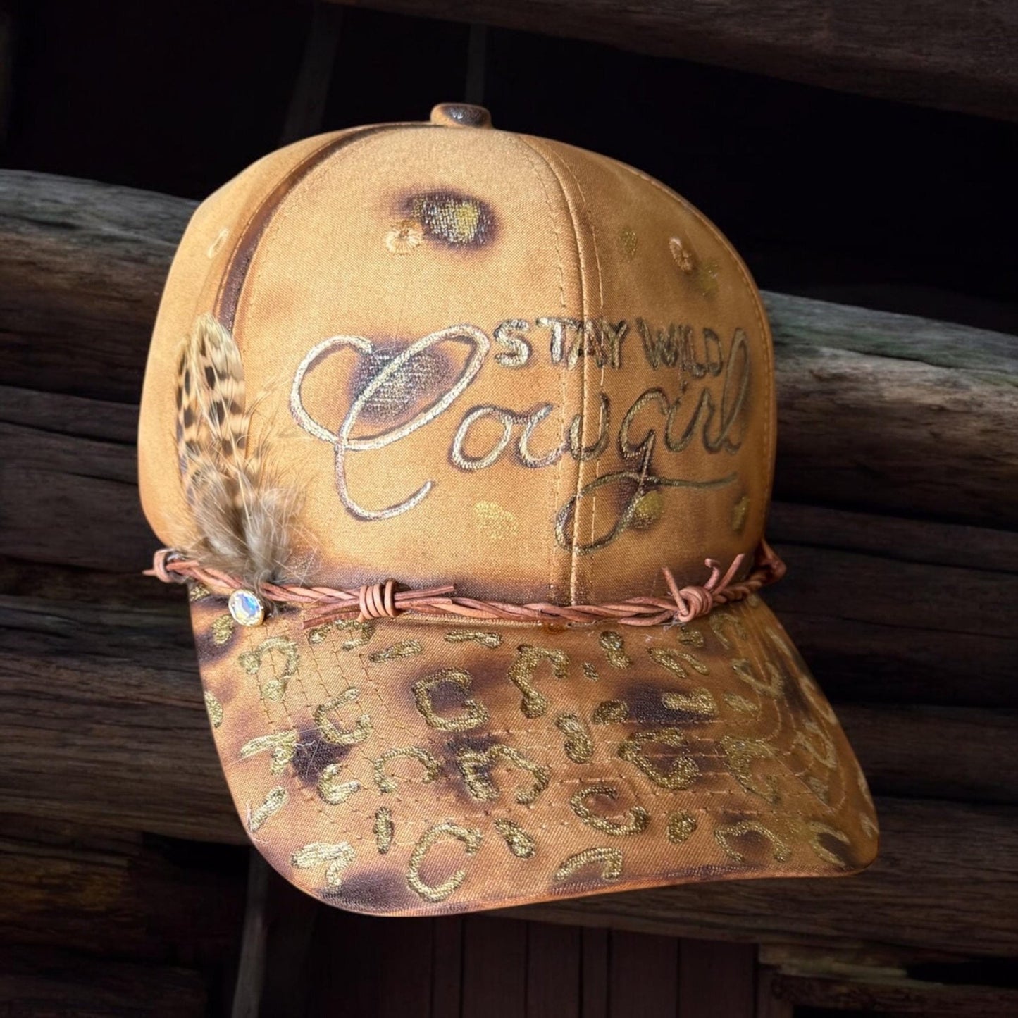 Stay Wild Cowgirl Suede Burned Hat - Turquoise and Tinsel-Home of Mad Gringa Hat Bar