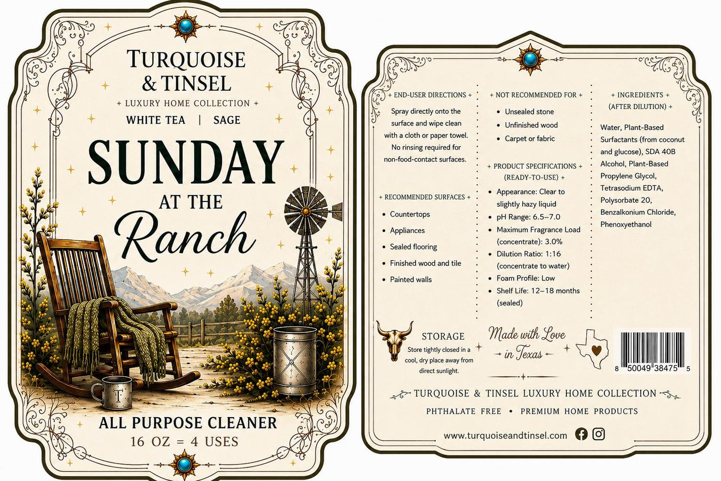 Sunday At The Ranch Luxury Surface Cleaner - Turquoise and Tinsel-Home of Mad Gringa Hat Bar