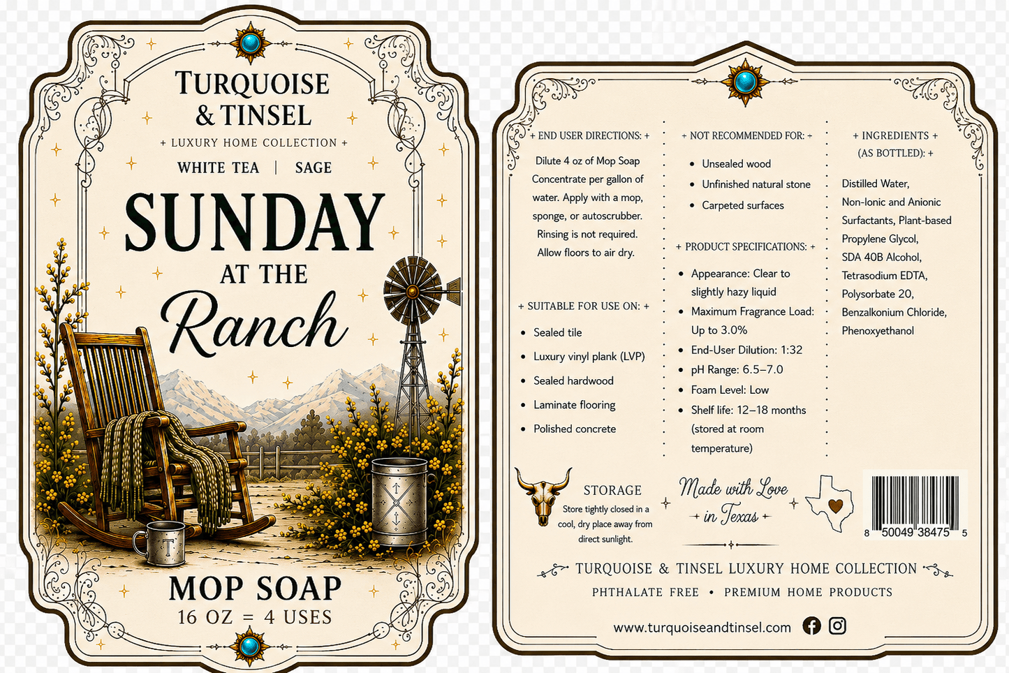 Sunday At The Ranch Mop Soap - Turquoise and Tinsel-Home of Mad Gringa Hat Bar