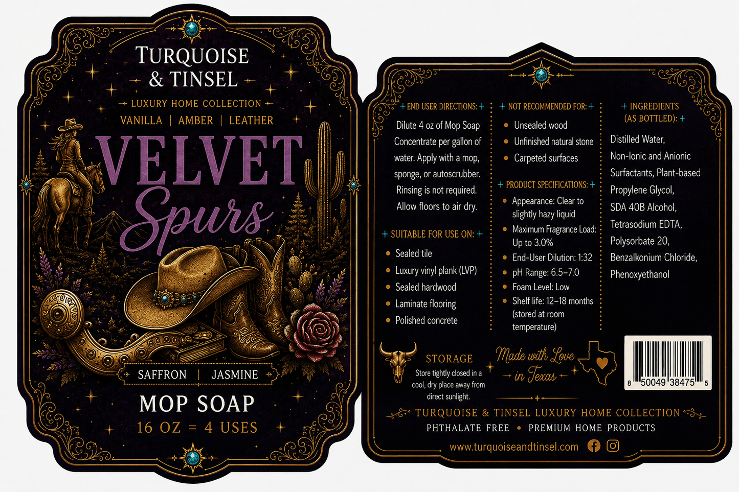 Velvet Spurs Mop Soap - Turquoise and Tinsel-Home of Mad Gringa Hat Bar