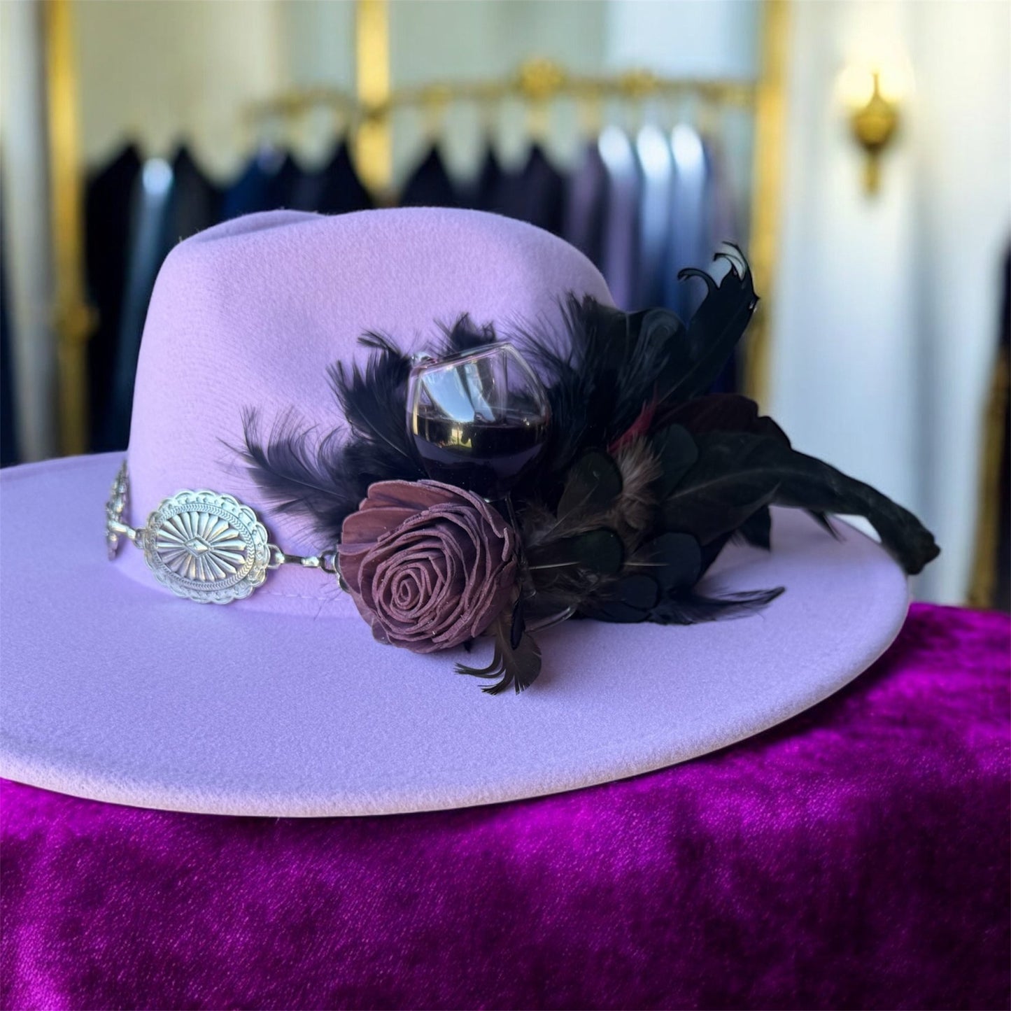 You Had Me At Merlot Hat Fascinator - Mad Gringa Hats & Boutique