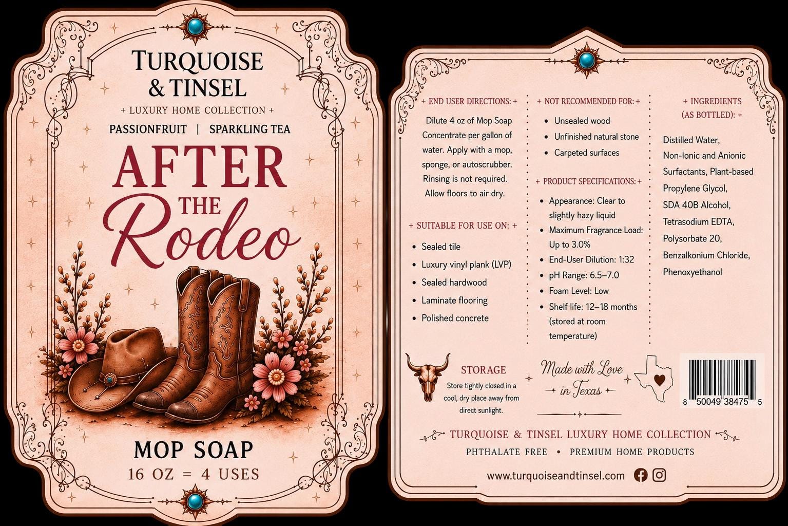 After The Rodeo Mop Soap - Turquoise and Tinsel-Home of Mad Gringa Hat Bar