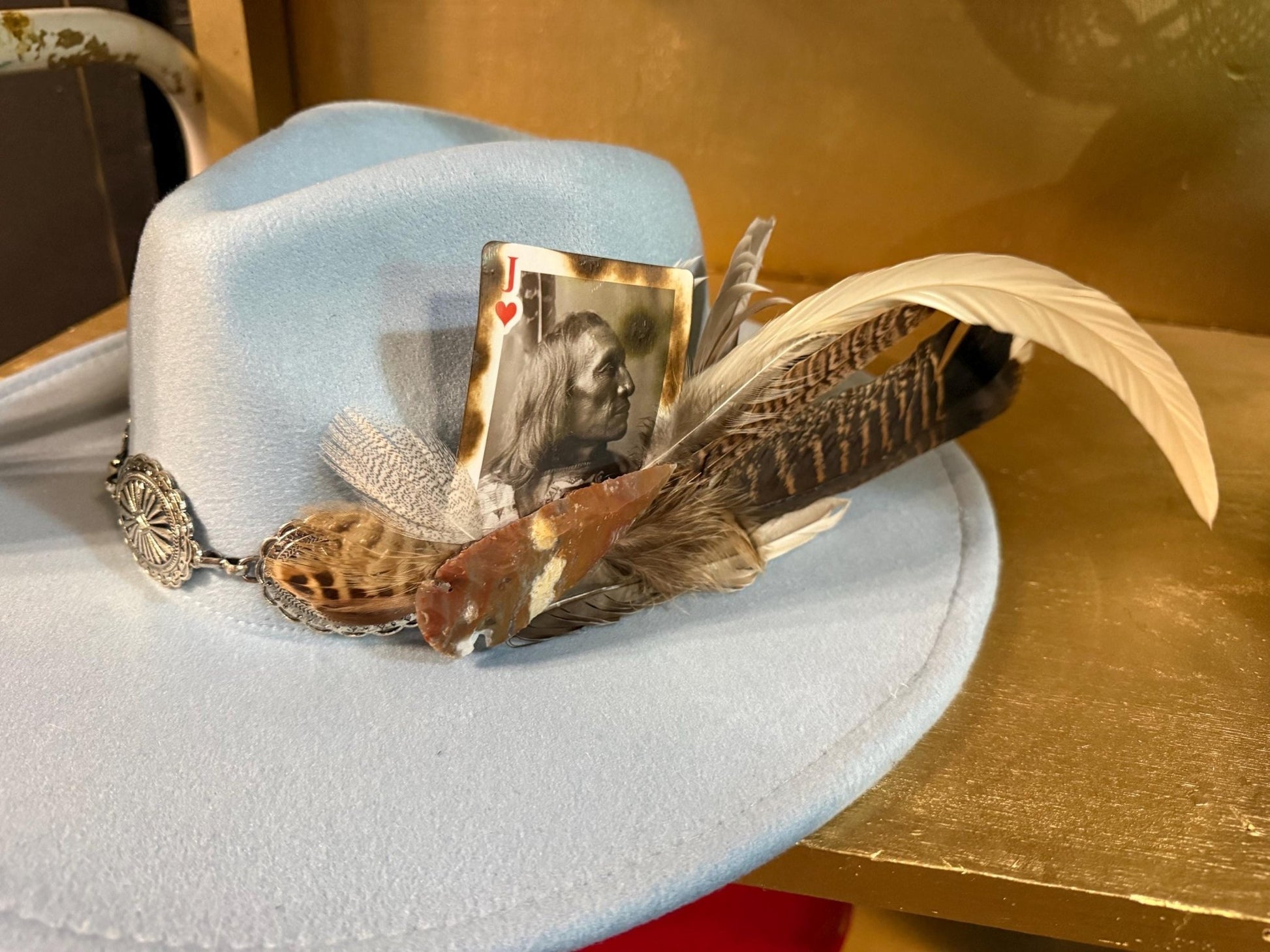 Arrowhead Hat Fascinator - Turquoise and Tinsel-Home of Mad Gringa Hat Bar