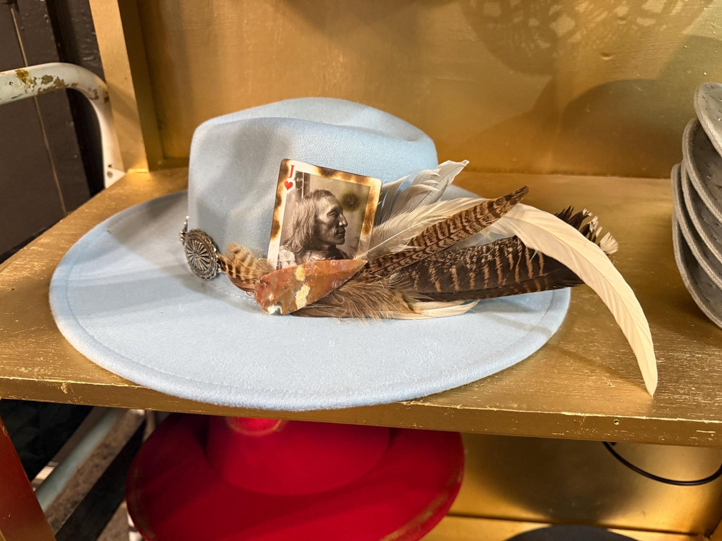 Arrowhead Hat Fascinator - Turquoise and Tinsel-Home of Mad Gringa Hat Bar