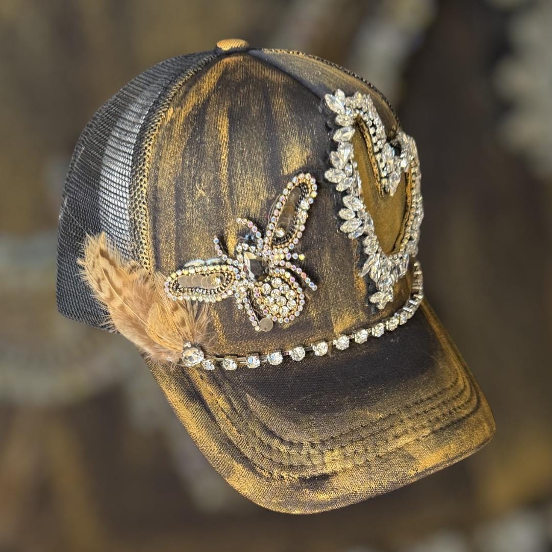 Bees Knees Trucker Hat - Turquoise and Tinsel-Home of Mad Gringa Hat Bar