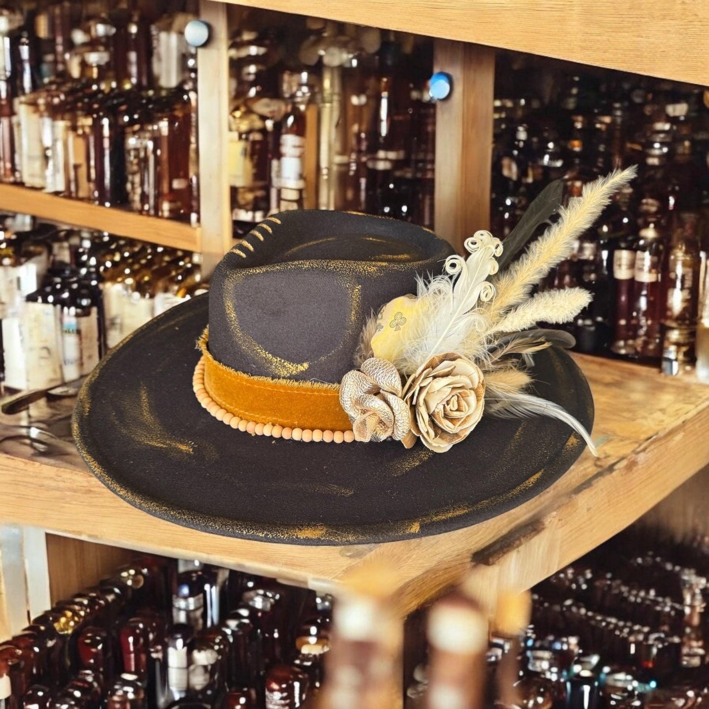 Black Gold - Turquoise and Tinsel-Home of Mad Gringa Hat Bar