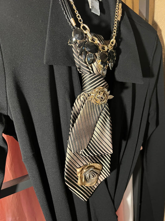 Black Rose Tie Necklace - Mad Gringa Hats & Boutique