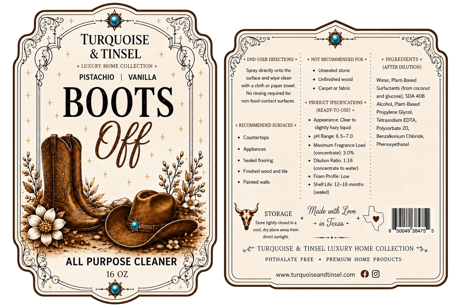 Boots Off Luxury Surface Cleaner - Turquoise and Tinsel-Home of Mad Gringa Hat Bar