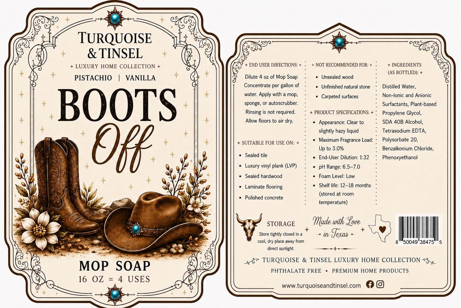 Boots Off Mop Soap - Turquoise and Tinsel-Home of Mad Gringa Hat Bar