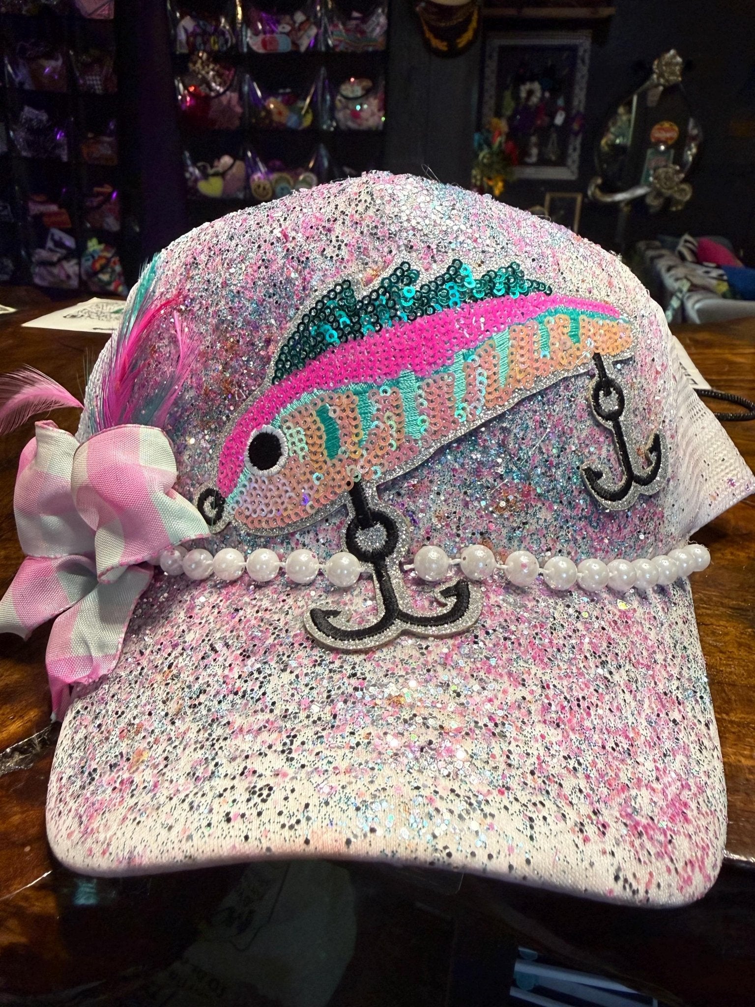 Boujee Bait Trucker Hat - Turquoise and Tinsel-Home of Mad Gringa Hat Bar