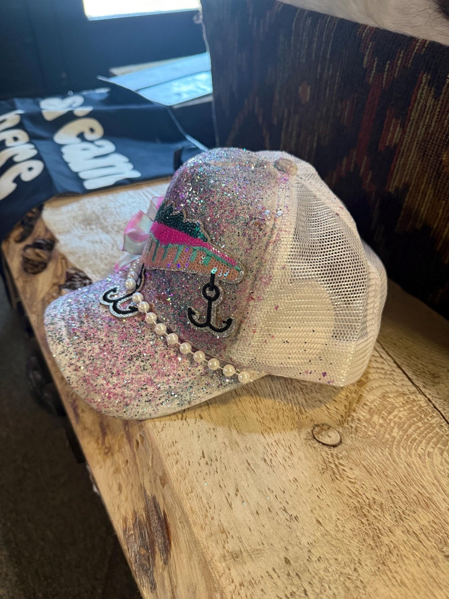 Boujee Bait Trucker Hat - Turquoise and Tinsel-Home of Mad Gringa Hat Bar
