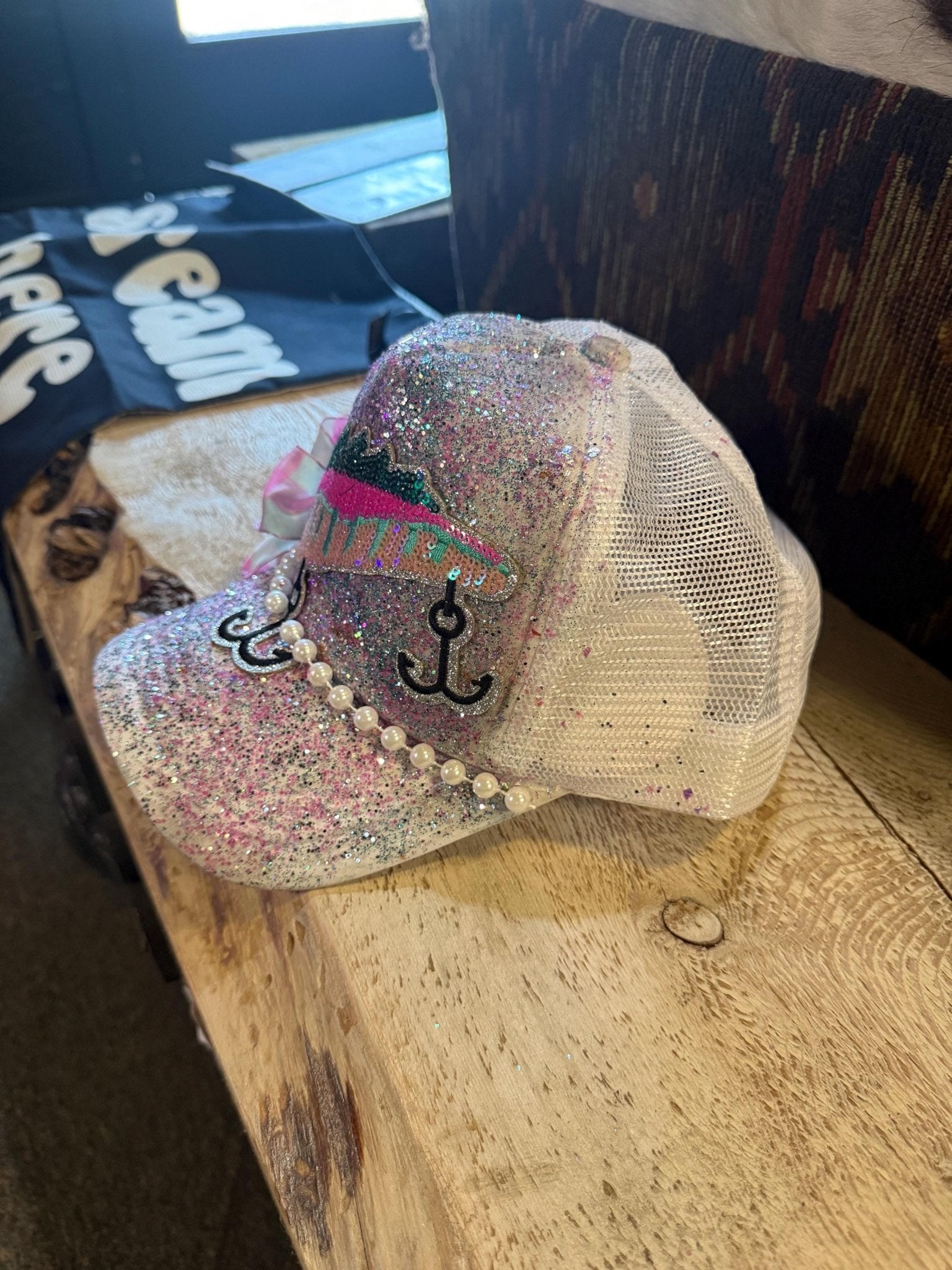 Boujee Bait Trucker Hat - Turquoise and Tinsel-Home of Mad Gringa Hat Bar