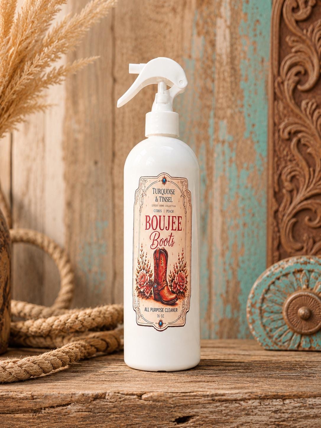 Boujee Boots Luxury Surface Cleaner - Turquoise and Tinsel-Home of Mad Gringa Hat Bar