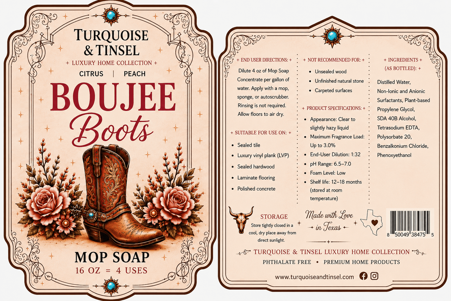 Boujee Boots Mop Soap - Turquoise and Tinsel-Home of Mad Gringa Hat Bar