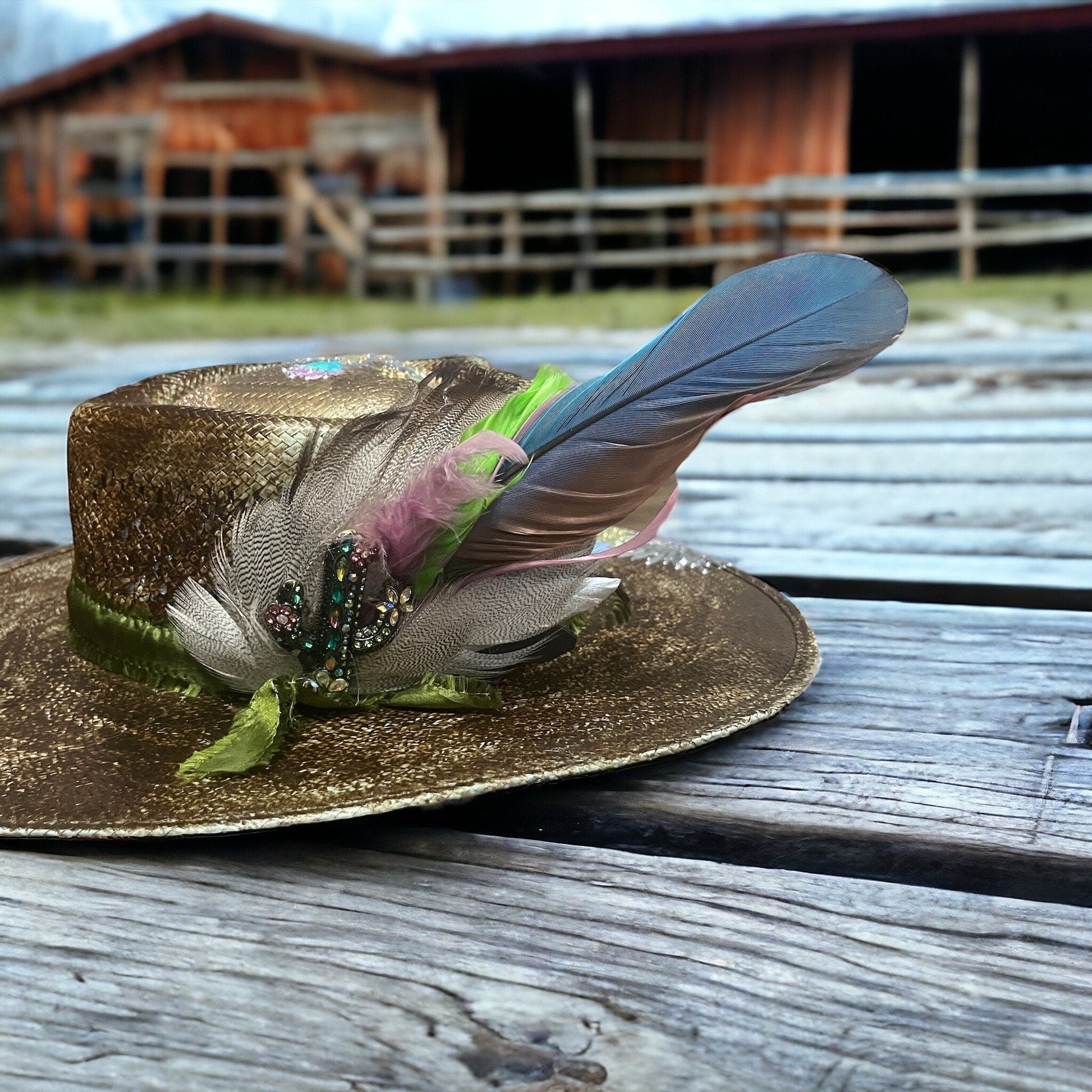 Cactus and Rust Hat Fascinator - Turquoise and Tinsel-Home of Mad Gringa Hat Bar