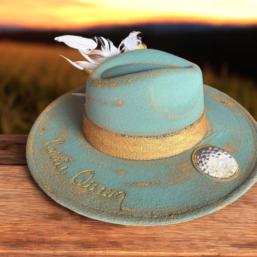 Caddie Queen - Turquoise and Tinsel-Home of Mad Gringa Hat Bar