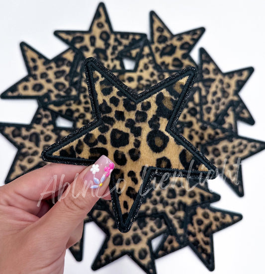 Cheetah print star glitter patch trucker hat patch iron on - Mad Gringa Hats & Boutique