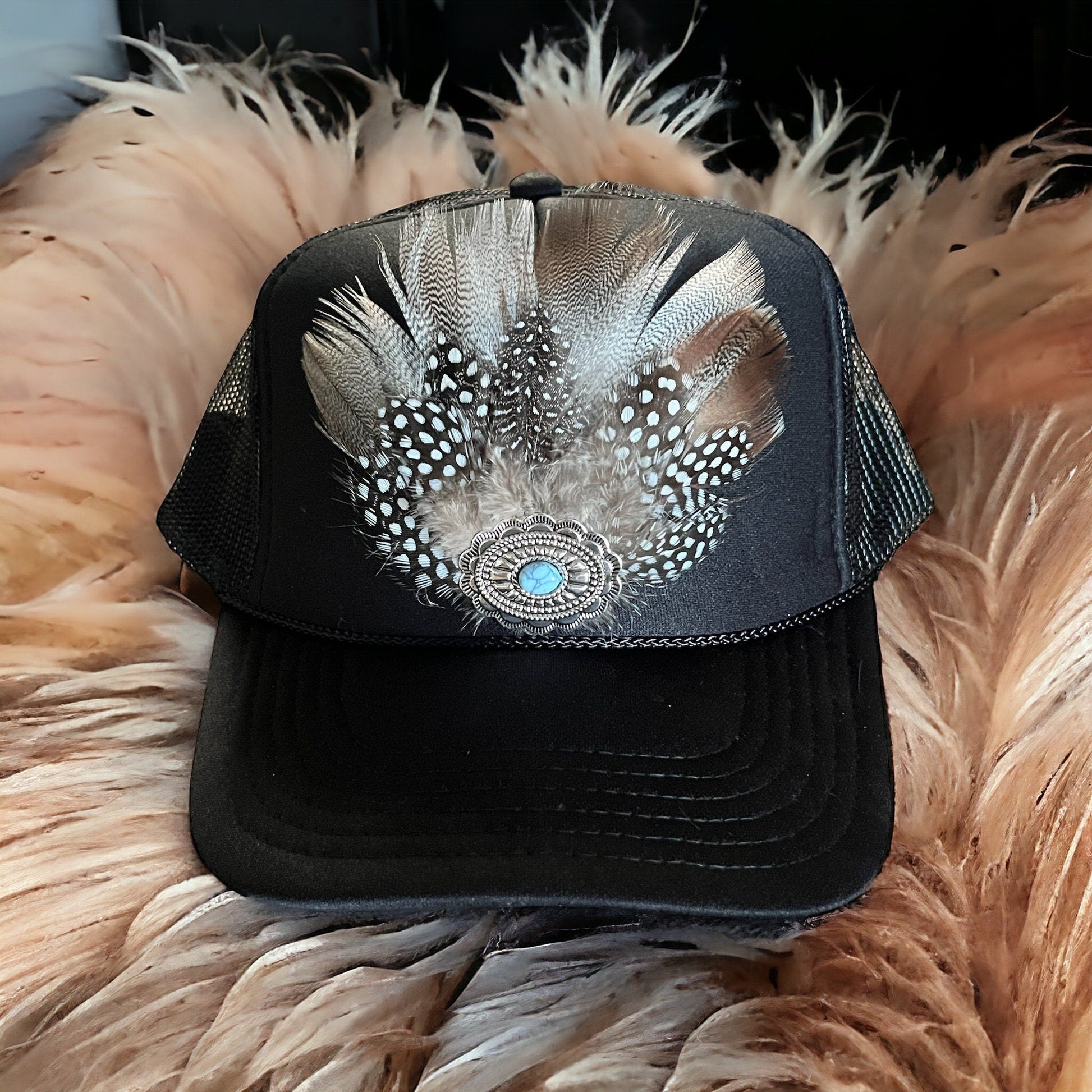 Concho Queen Trucker Hat - Turquoise and Tinsel-Home of Mad Gringa Hat Bar