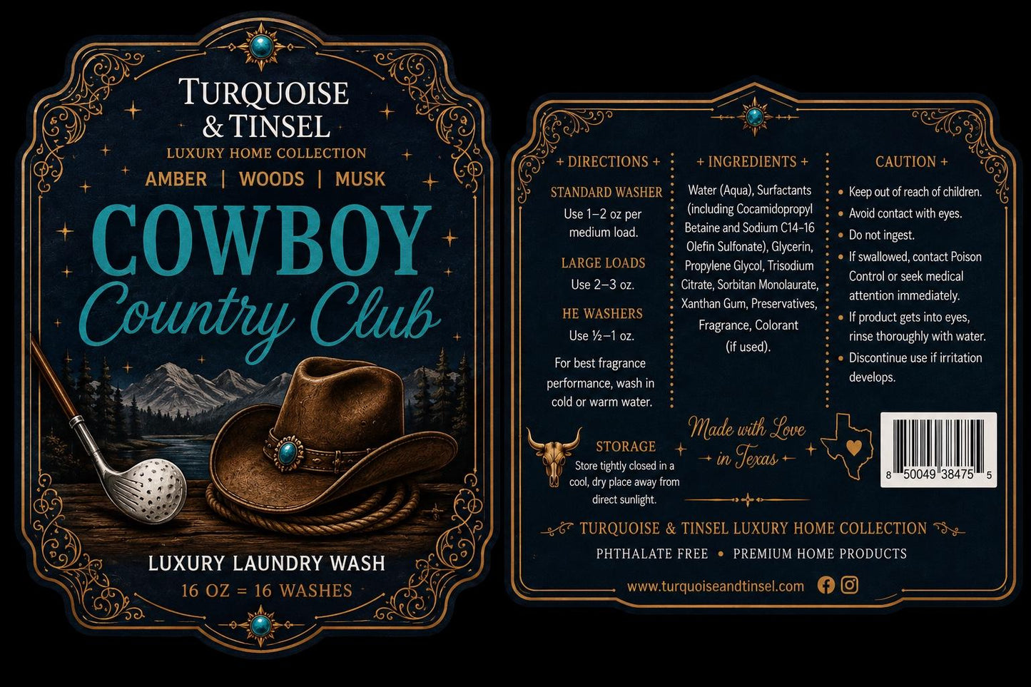 Cowboy Country Club Luxury Laundry Wash - Turquoise and Tinsel-Home of Mad Gringa Hat Bar