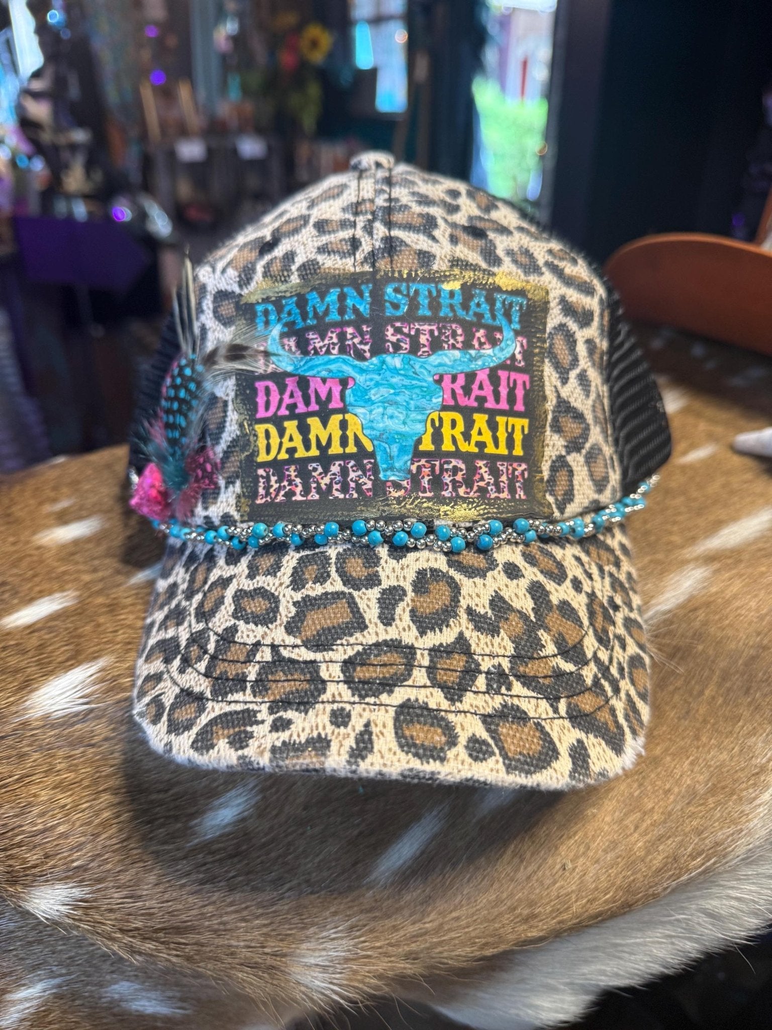 Damn Strait Trucker Hat - Turquoise and Tinsel-Home of Mad Gringa Hat Bar