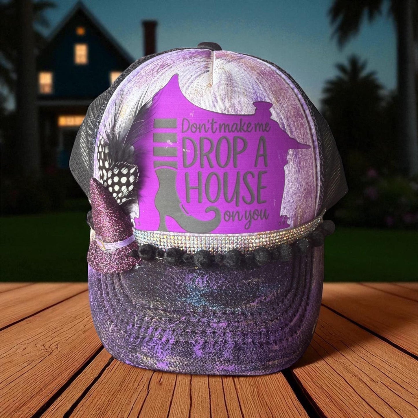 Drop A House Trucker Hat - Turquoise and Tinsel-Home of Mad Gringa Hat Bar