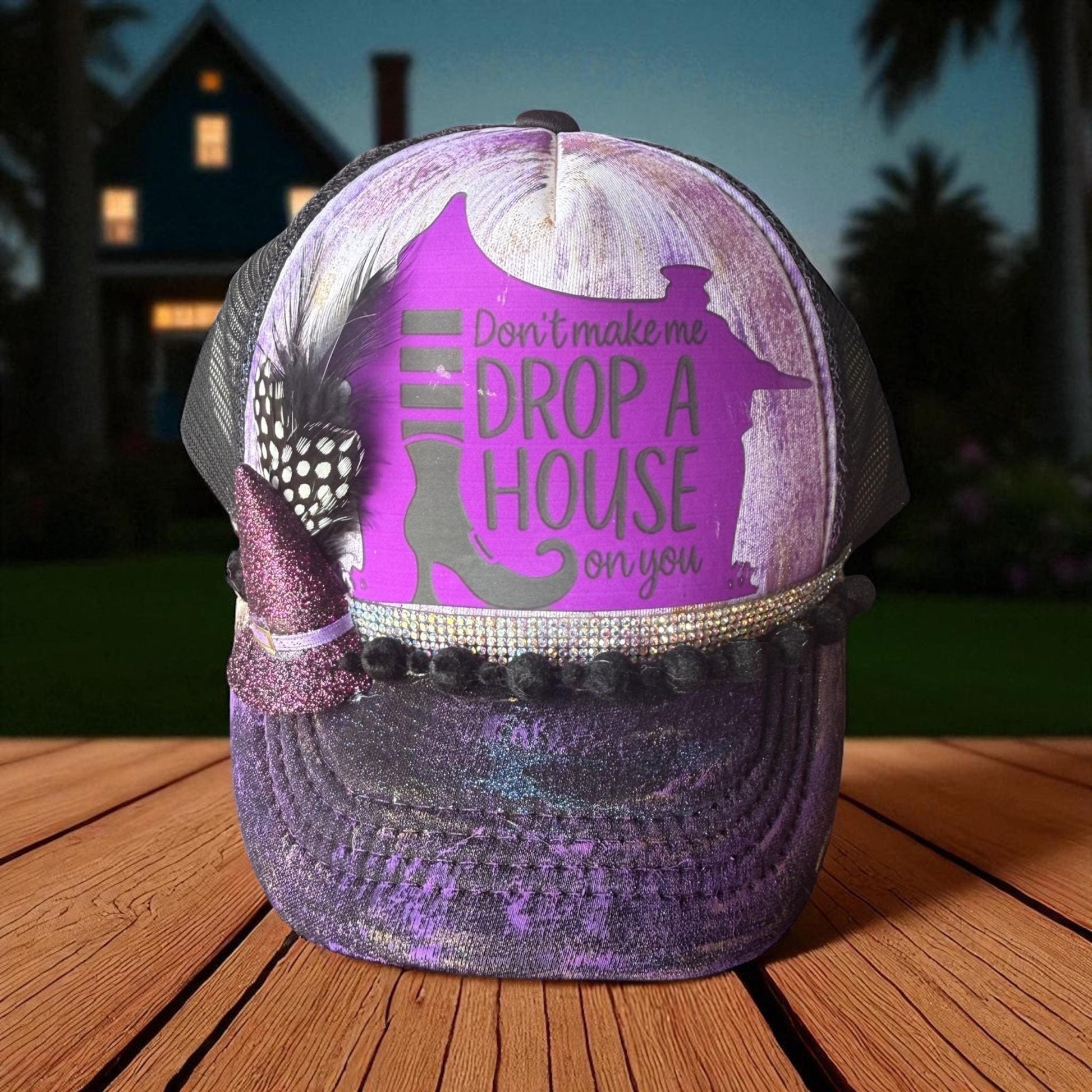 Drop A House Trucker Hat - Turquoise and Tinsel-Home of Mad Gringa Hat Bar