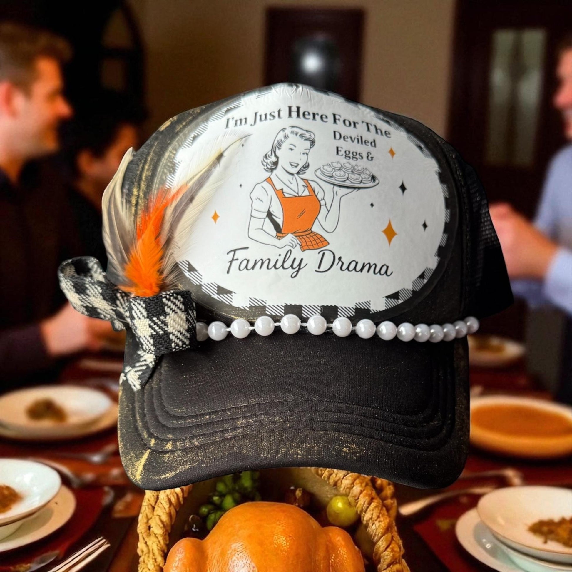 Family Drama Trucker Hat - Turquoise and Tinsel-Home of Mad Gringa Hat Bar
