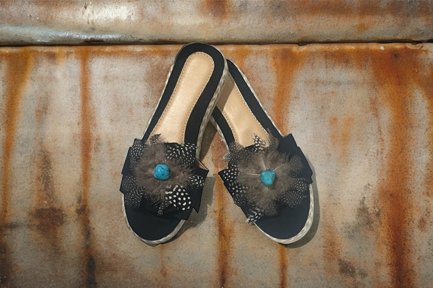 Feather Turquoise Stone Shoe Clips - Mad Gringa Hats & Boutique