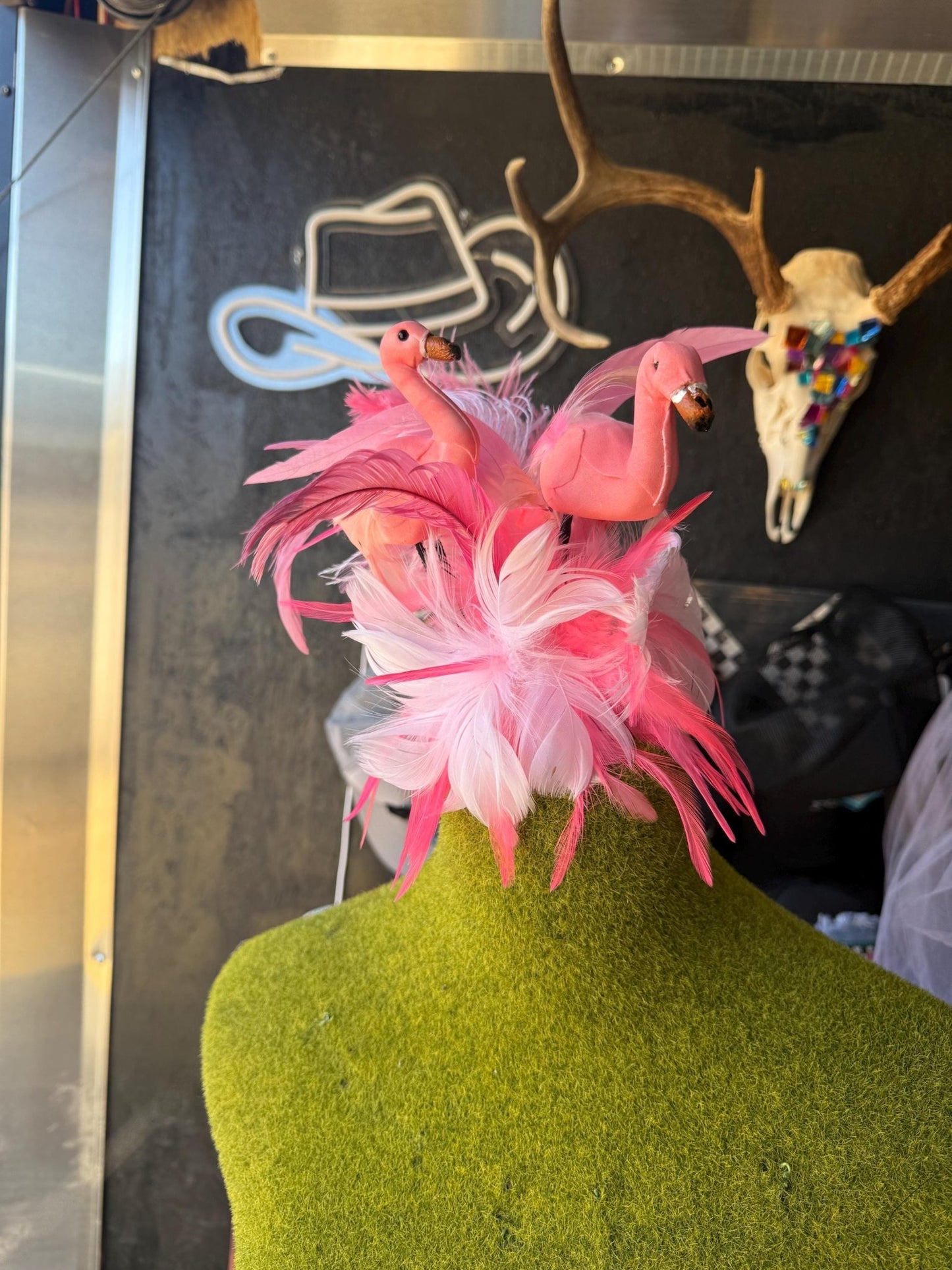Flamingo Derby Headband - Turquoise and Tinsel-Home of Mad Gringa Hat Bar