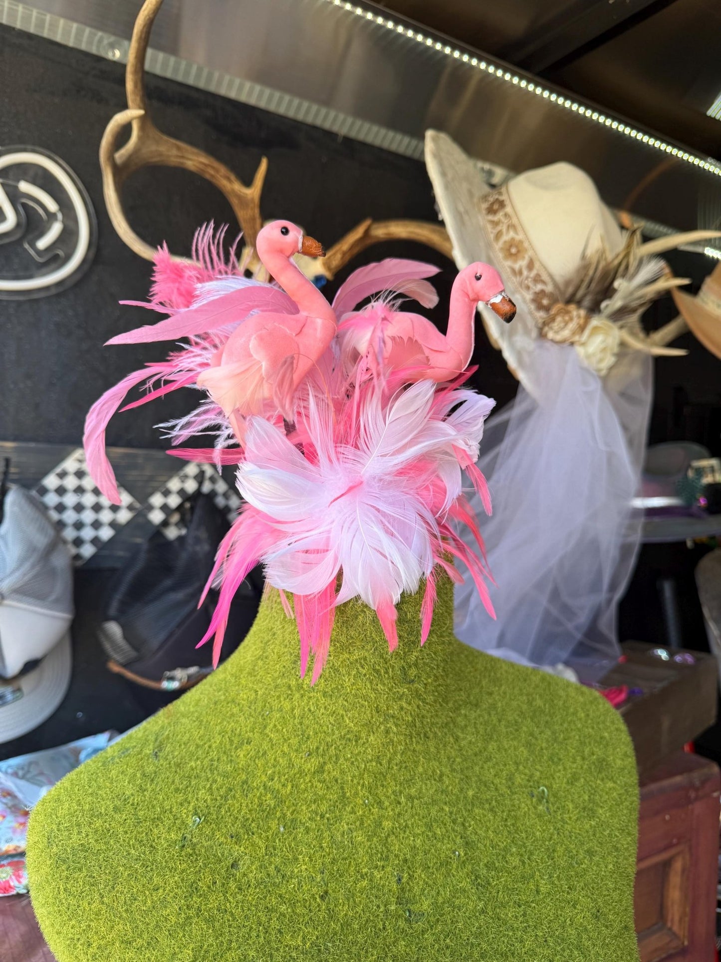 Flamingo Derby Headband - Turquoise and Tinsel-Home of Mad Gringa Hat Bar