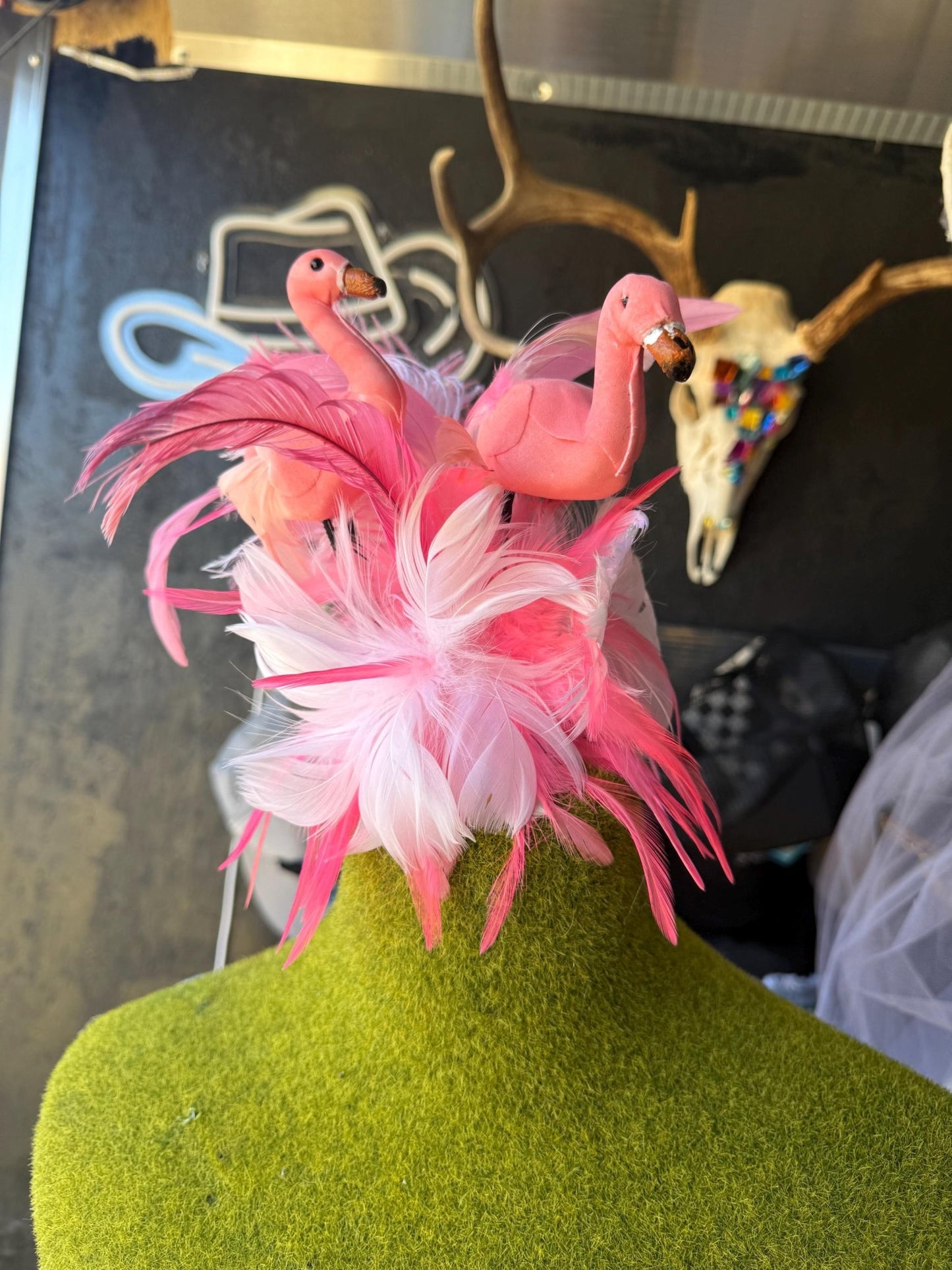 Flamingo Derby Headband - Turquoise and Tinsel-Home of Mad Gringa Hat Bar