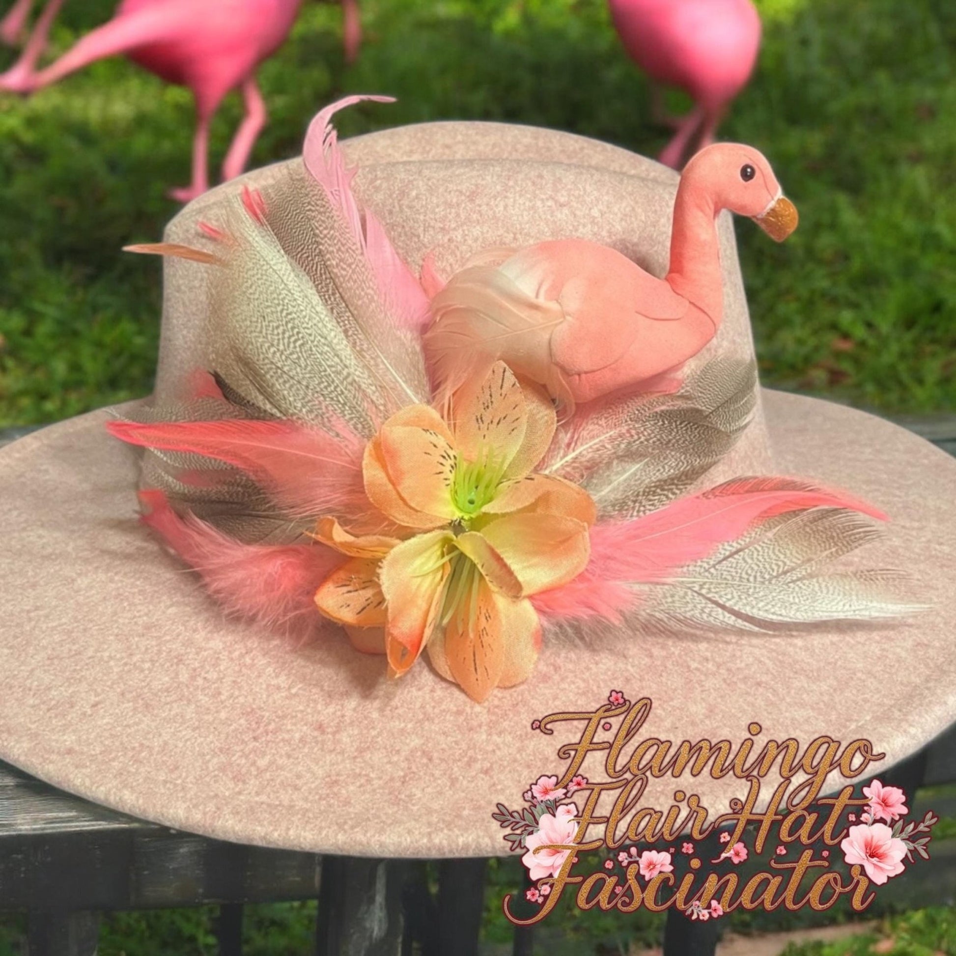 Flamingo Fab Hat Fascinator - Turquoise and Tinsel-Home of Mad Gringa Hat Bar