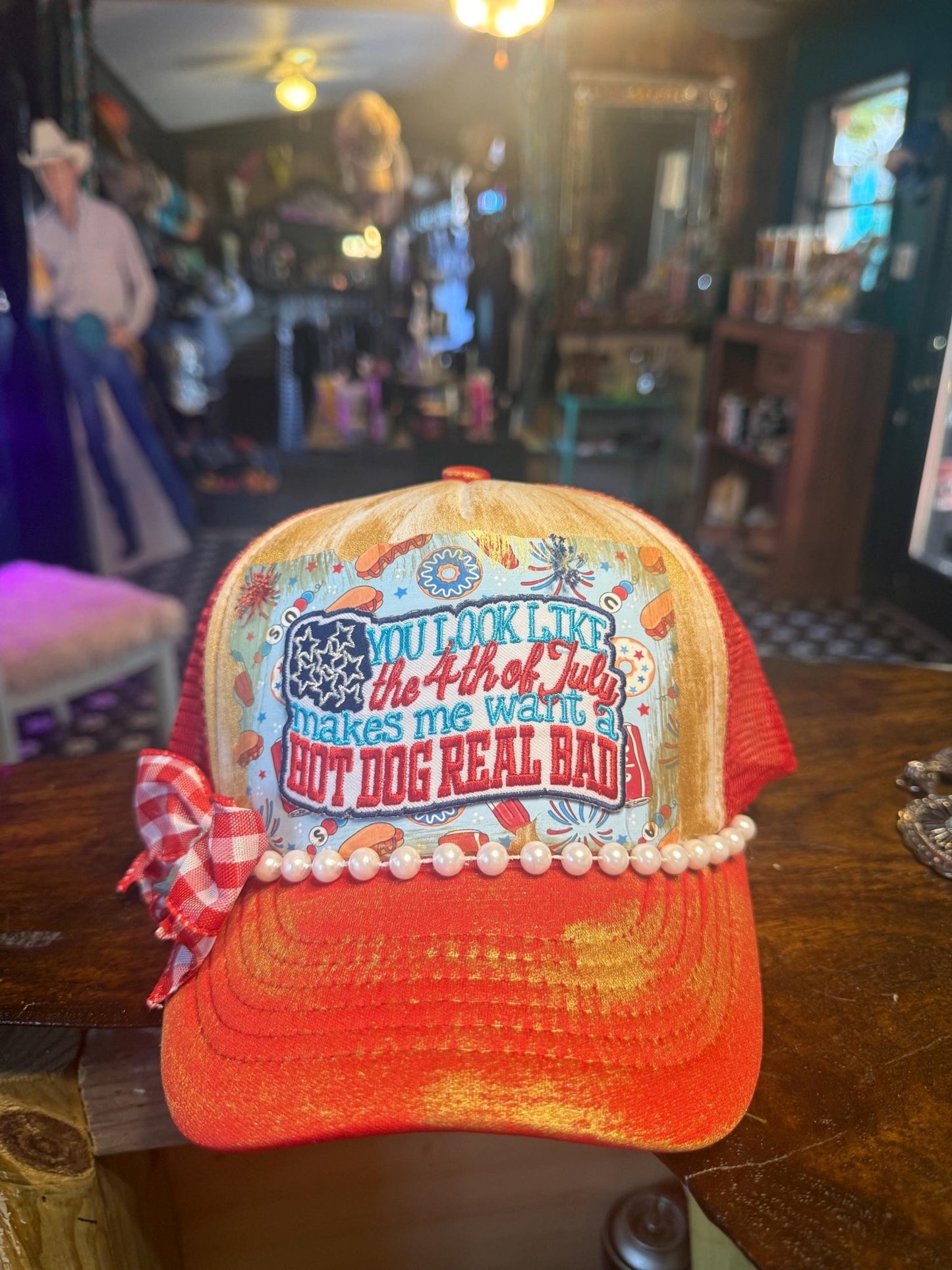 Fourth of July Trucker Hat - Turquoise and Tinsel-Home of Mad Gringa Hat Bar