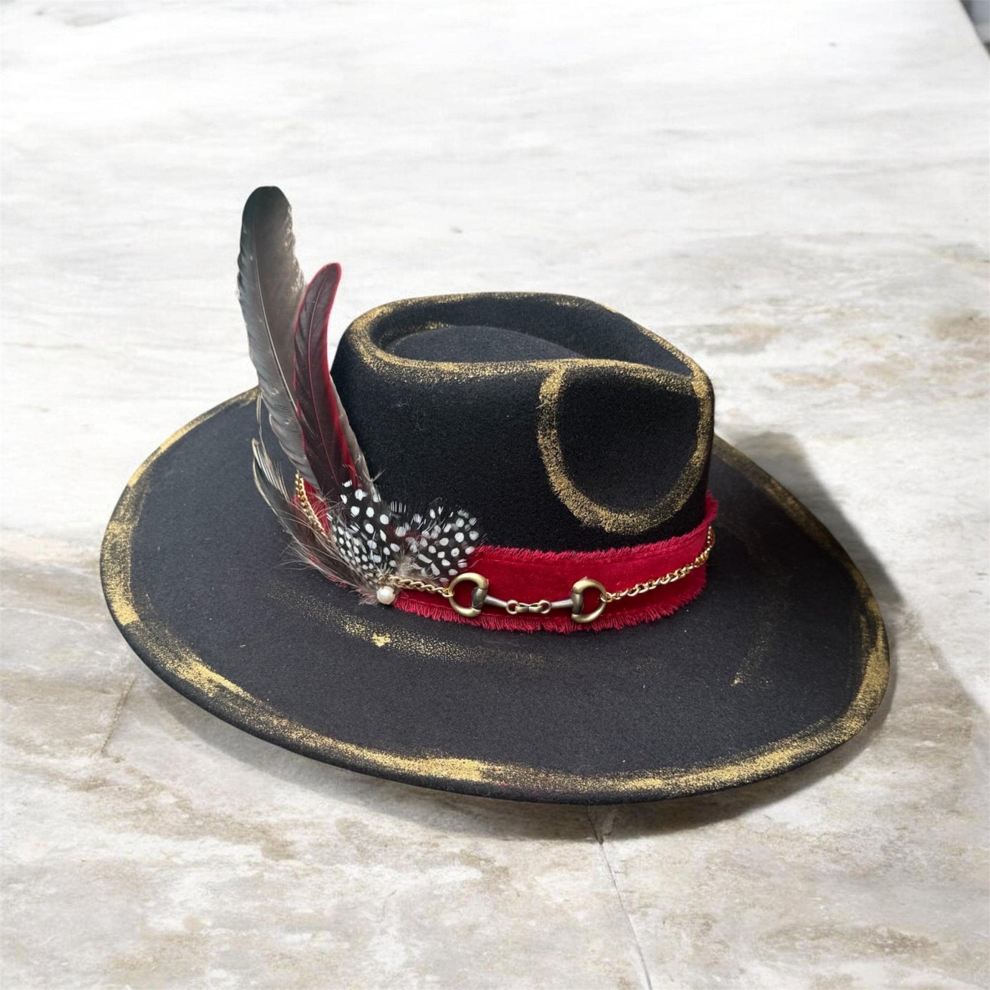 Gilded Outlaw Hat - Turquoise and Tinsel-Home of Mad Gringa Hat Bar