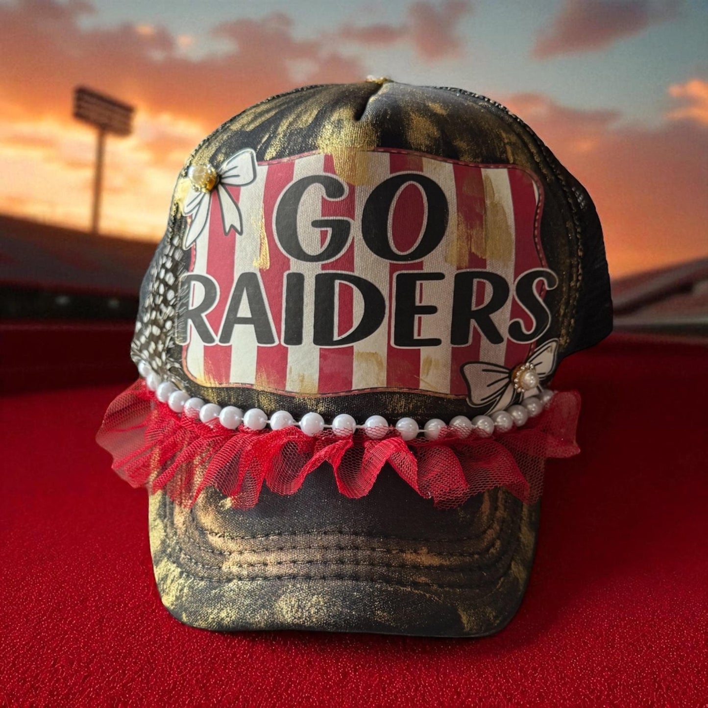 Go Raiders Trucker Hat - Turquoise and Tinsel-Home of Mad Gringa Hat Bar