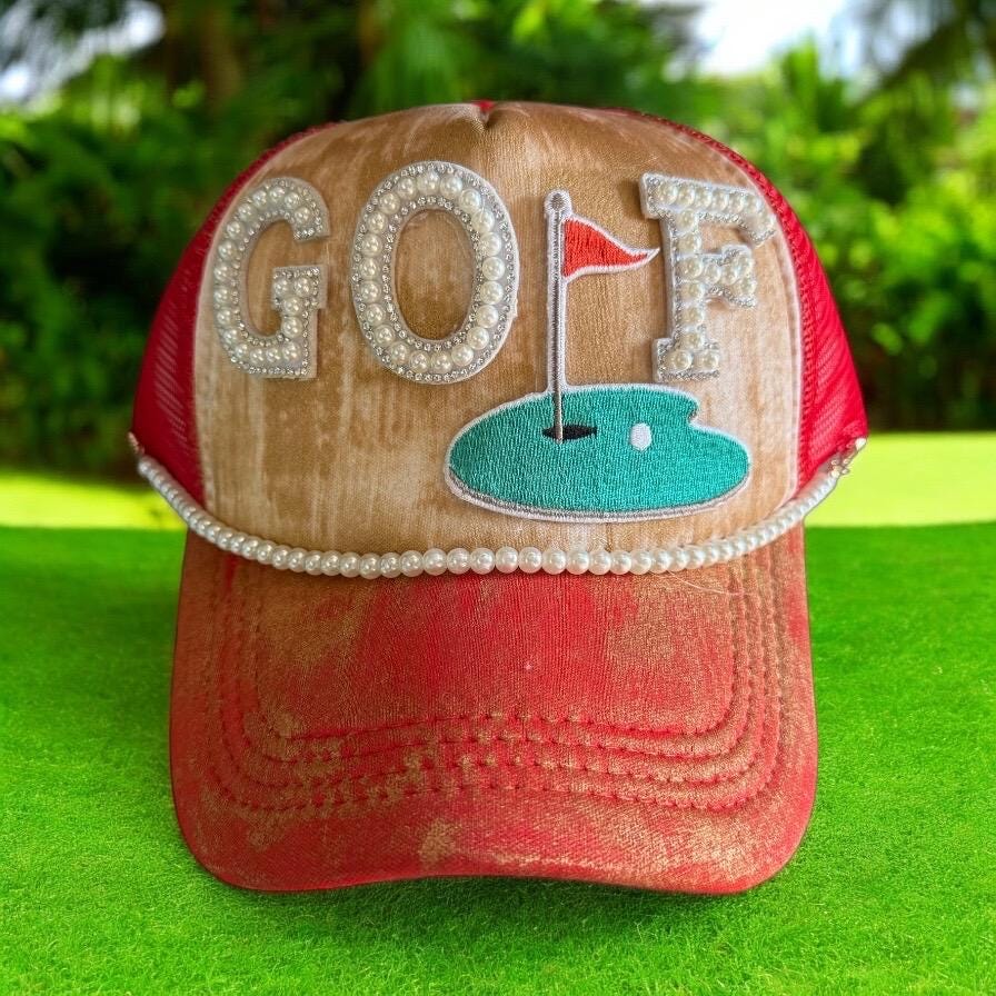 GOLF Trucker Hat - Turquoise and Tinsel-Home of Mad Gringa Hat Bar