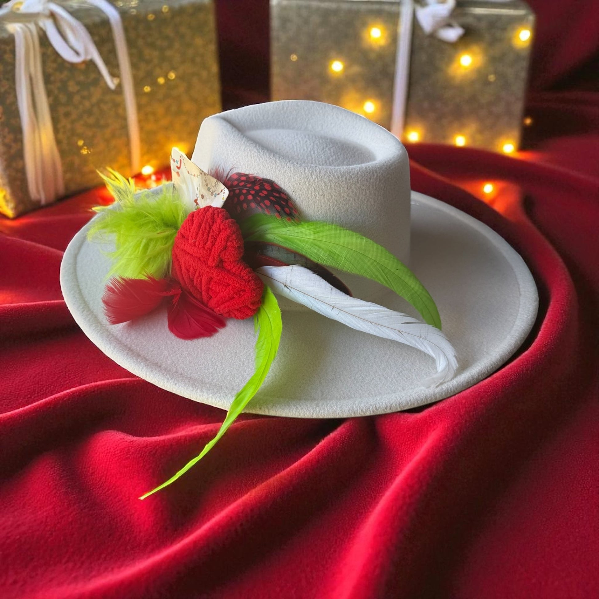 Grinchy Heart Hat Fascinator - Mad Gringa Hats & Boutique