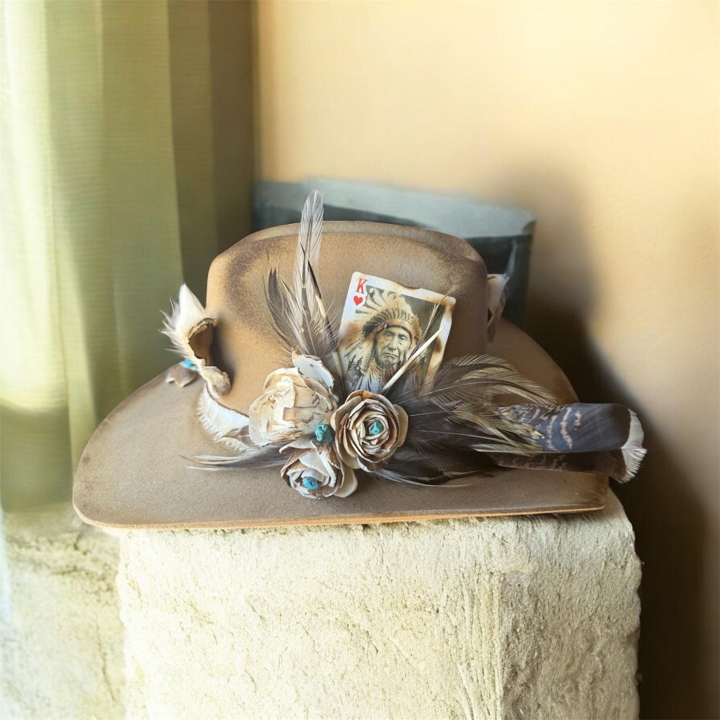 Hide and Quill Hat and Fascinator - Turquoise and Tinsel-Home of Mad Gringa Hat Bar