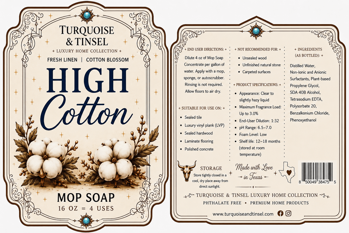 High Cotton Mop Soap - Turquoise and Tinsel-Home of Mad Gringa Hat Bar