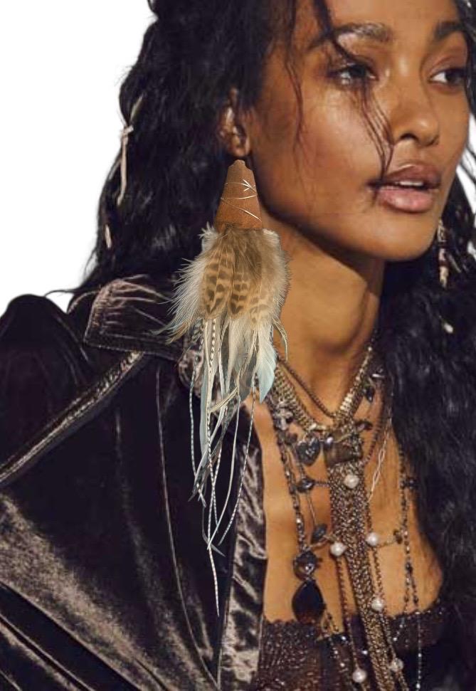 Hippies and Cowboys Feather Earrings - Turquoise and Tinsel-Home of Mad Gringa Hat Bar