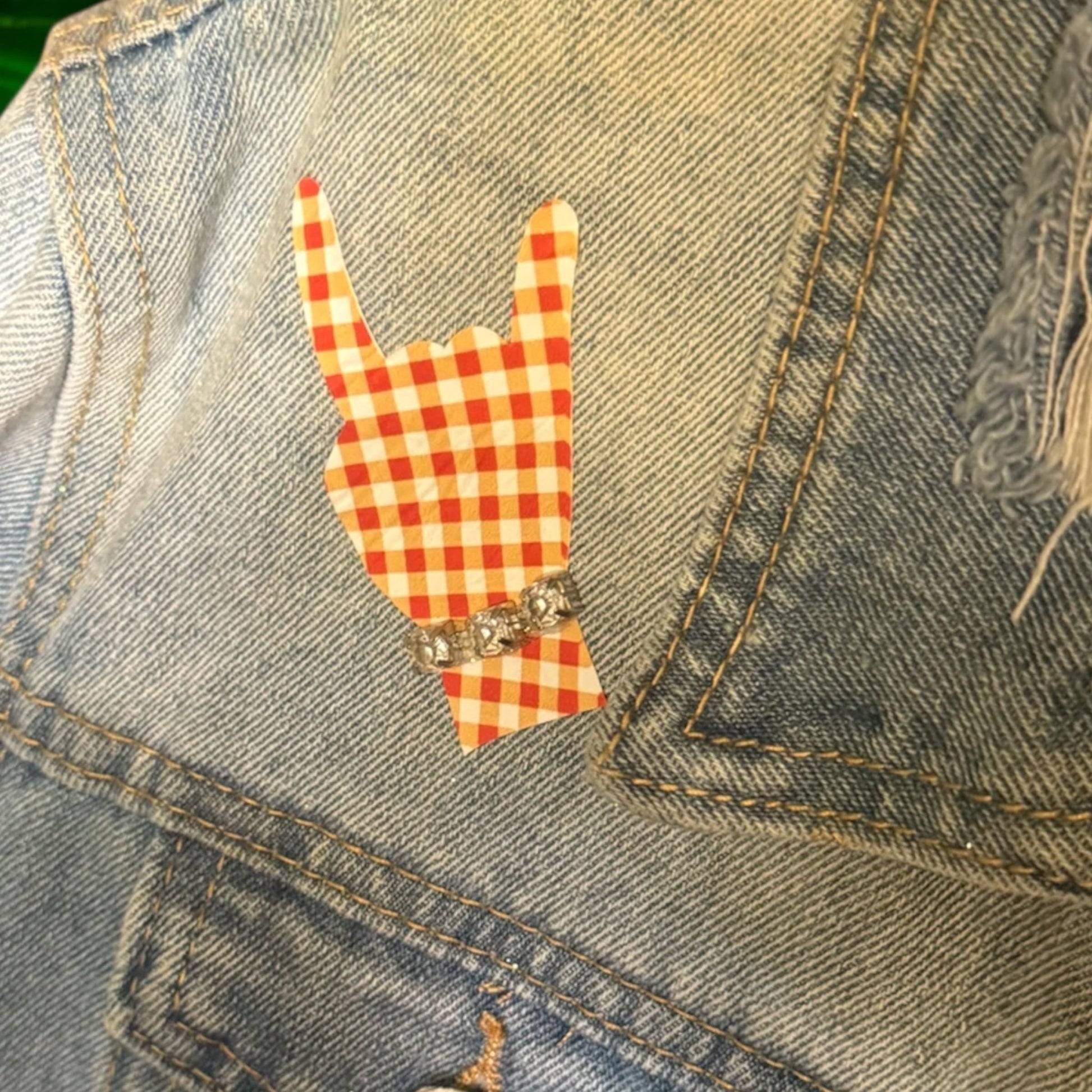 Hook Em Horns Jean Jacket - Turquoise and Tinsel-Home of Mad Gringa Hat Bar